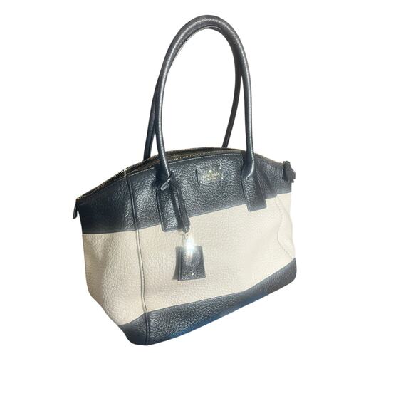 Kate Spade Kendall Court Henley Satchel Bag Blk/White Pebbled Leather - Picture 2 of 9